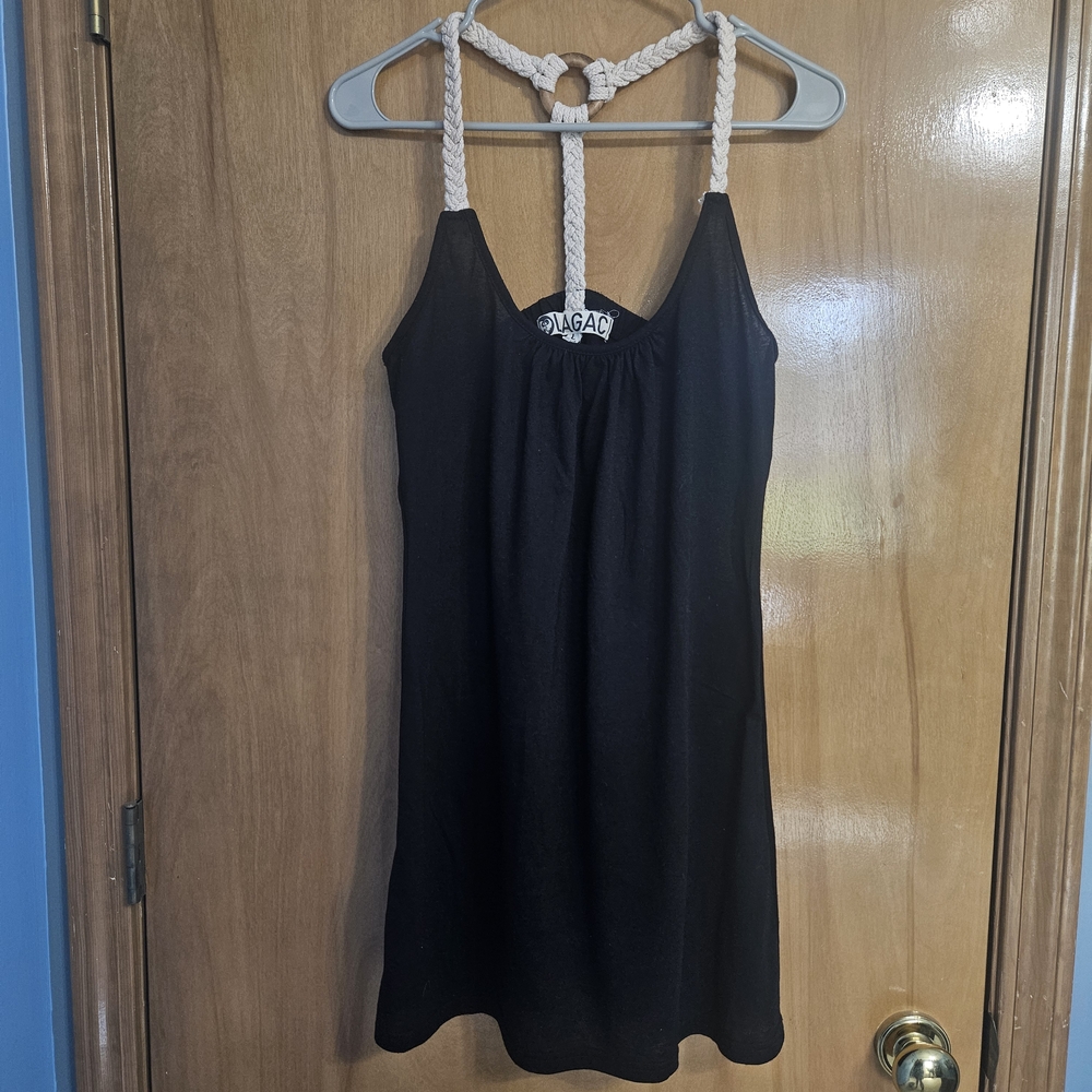 Lagaci Black Coverup with Braided Straps